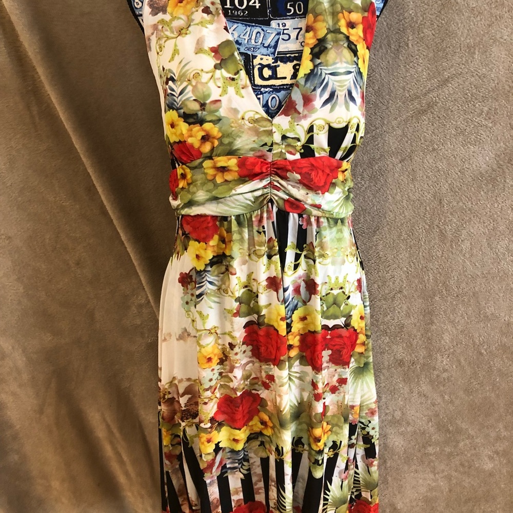 Floral Halter Dress with beaded neck detail